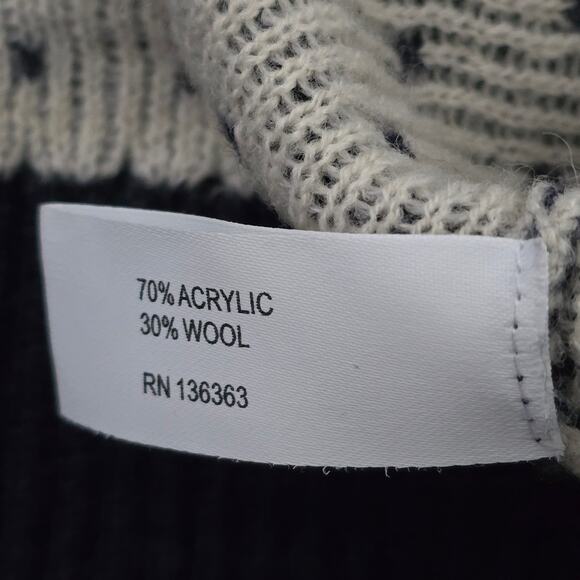 Men's Wool Blend Fair Isle Reindeer Sweater L Navy Cozy Layers Holiday Christmas - Picture 6 of 8